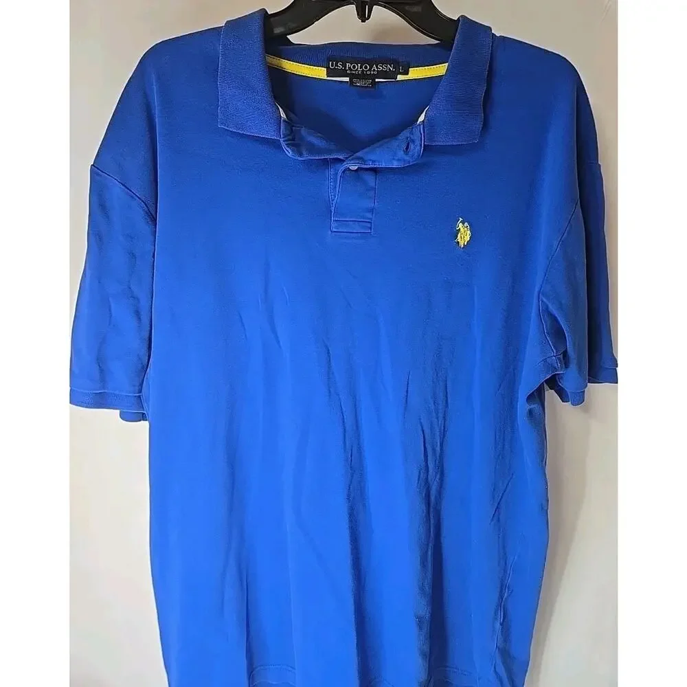 Polo Ralph Lauren Polo Shirt Mens L Classic Fit Pima Soft Touch Blue Embroidered